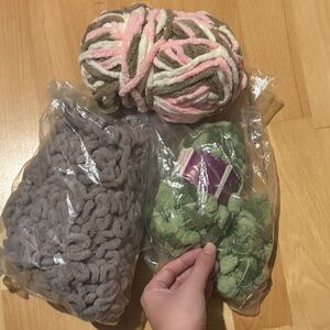 Chunky Yarn Bundle in Pink, Green, and Purple